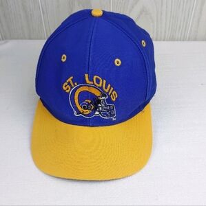 VTG Rams Snapback Hat St Louis NFL Logo 7 Solid Retro Bent Slouch One Size.